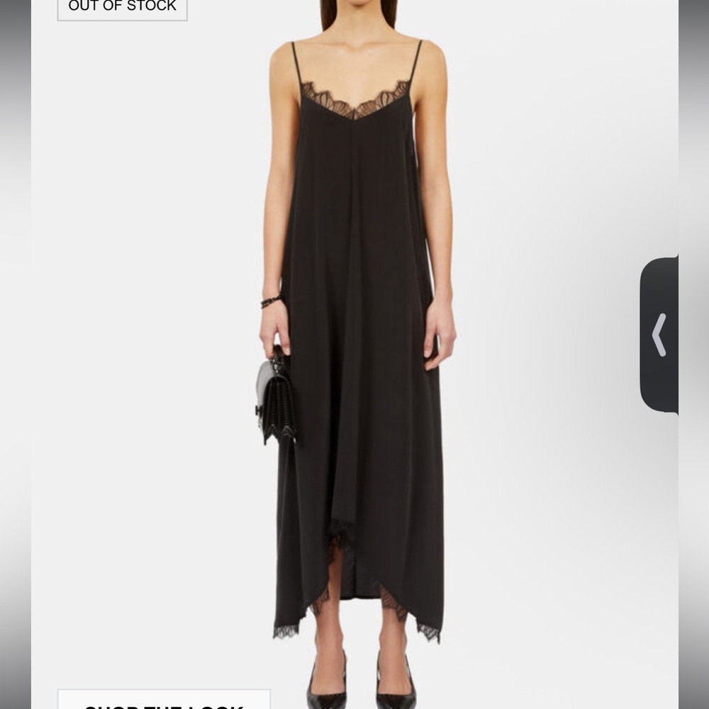 The Kooples LONG BLACK SLIP DRESS IN WASHED SILK